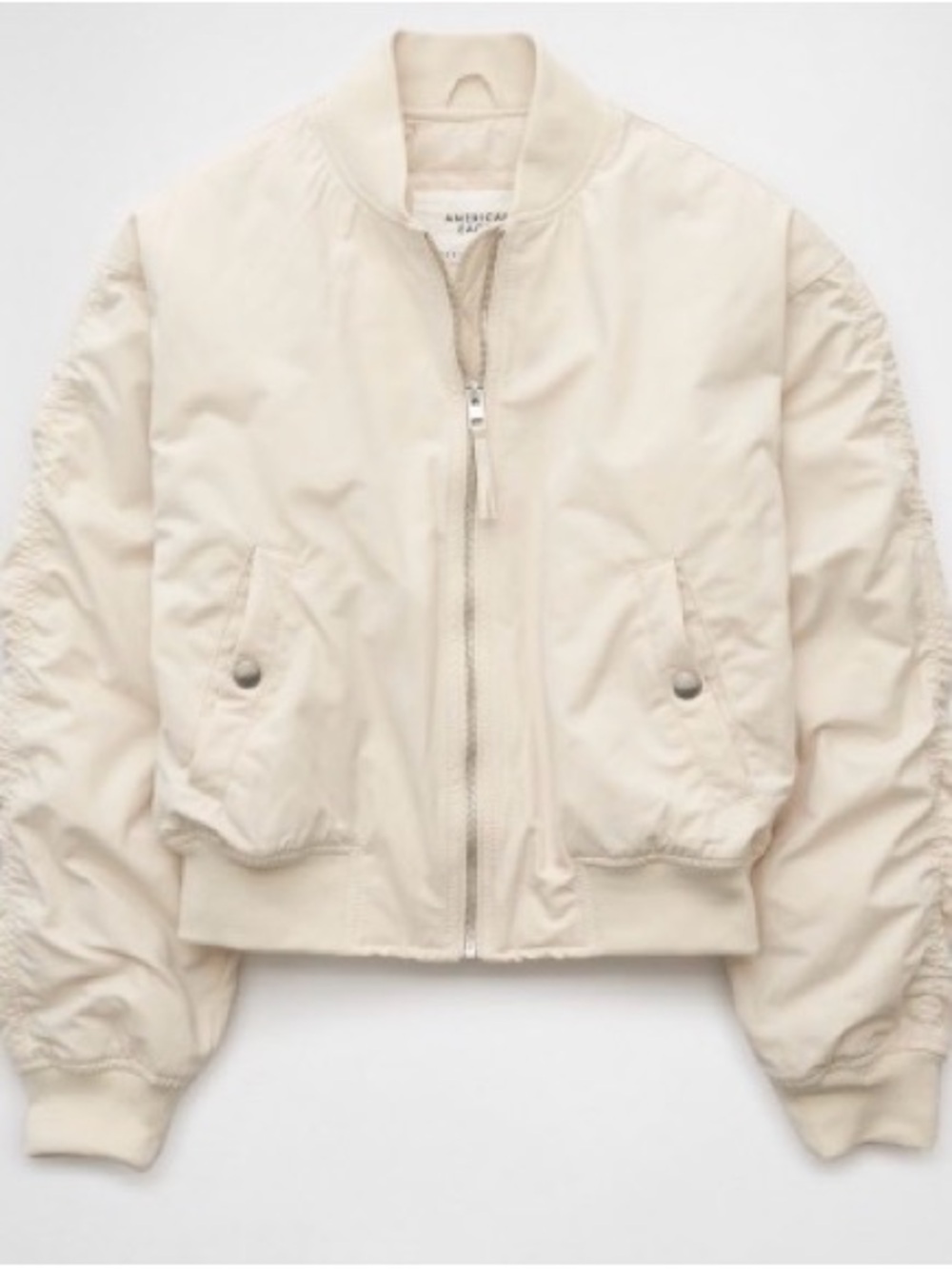American Eagle Outfitters Cream Bomber Jacket